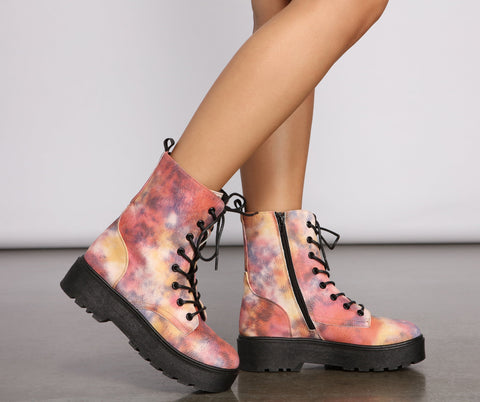 Tie Dye Lug Combat Booties