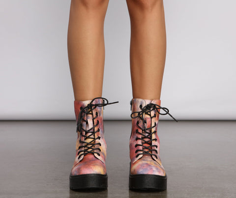 Tie Dye Lug Combat Booties