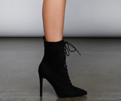 Get To The Point Lace-Up Pointed Toe Booties