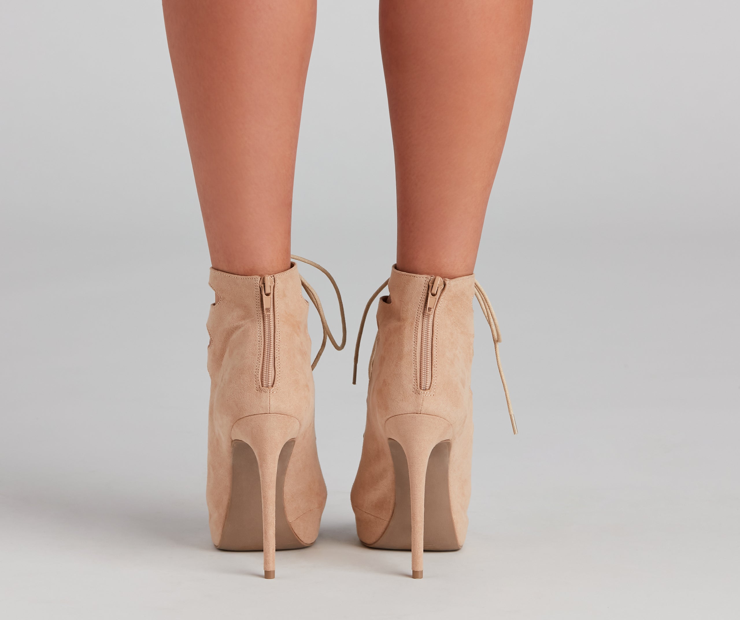 Chic Lace-Up Caged Stiletto Booties