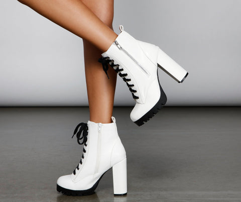 Baddie Chic Faux Leather Lug Platform Booties