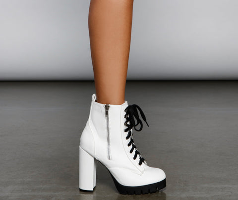 Baddie Chic Faux Leather Lug Platform Booties