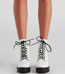 Edgy Babe Platform Lace-Up Booties