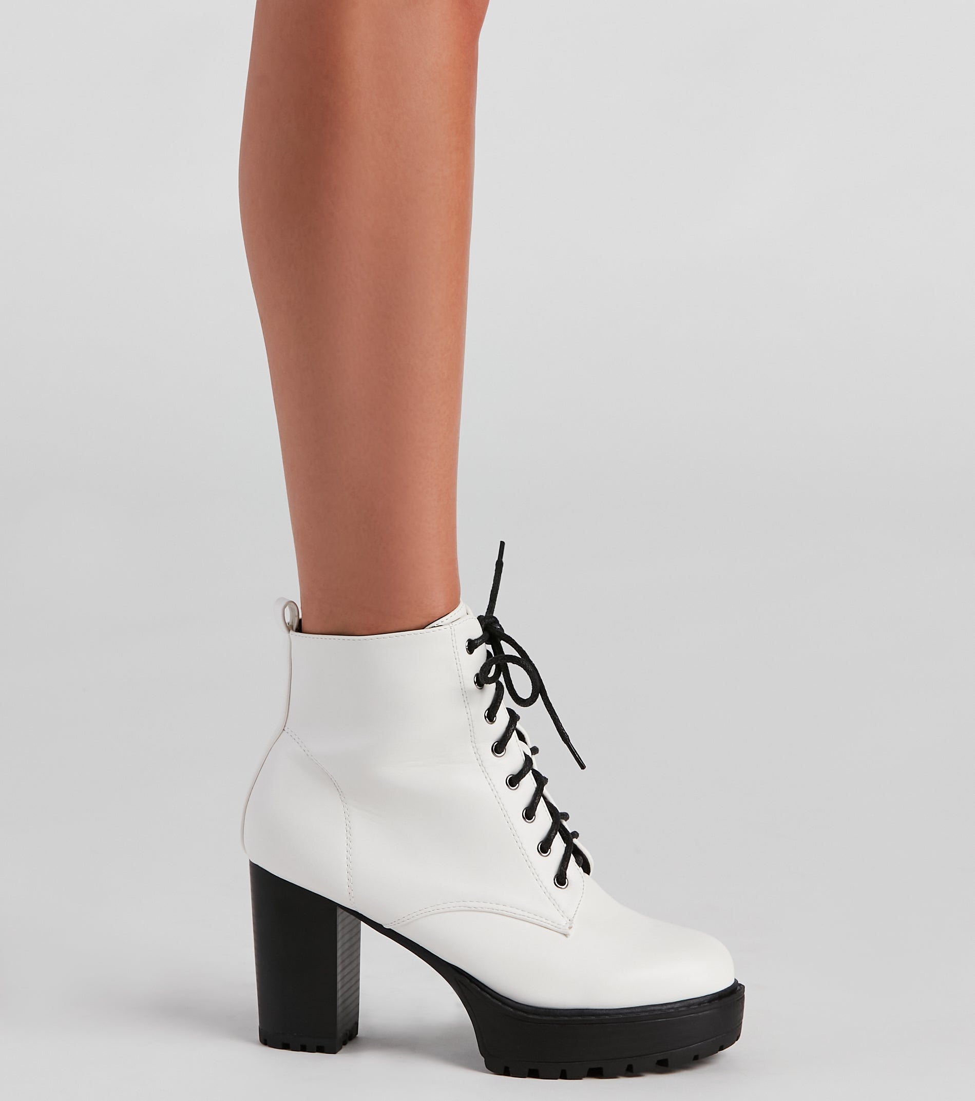 Edgy Babe Platform Lace-Up Booties