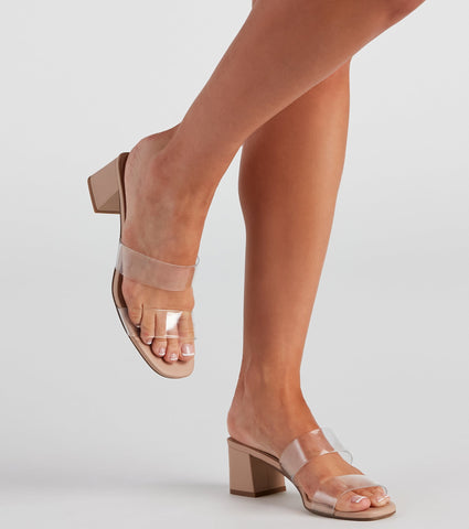 Mules à double bride en PVC In Clear View