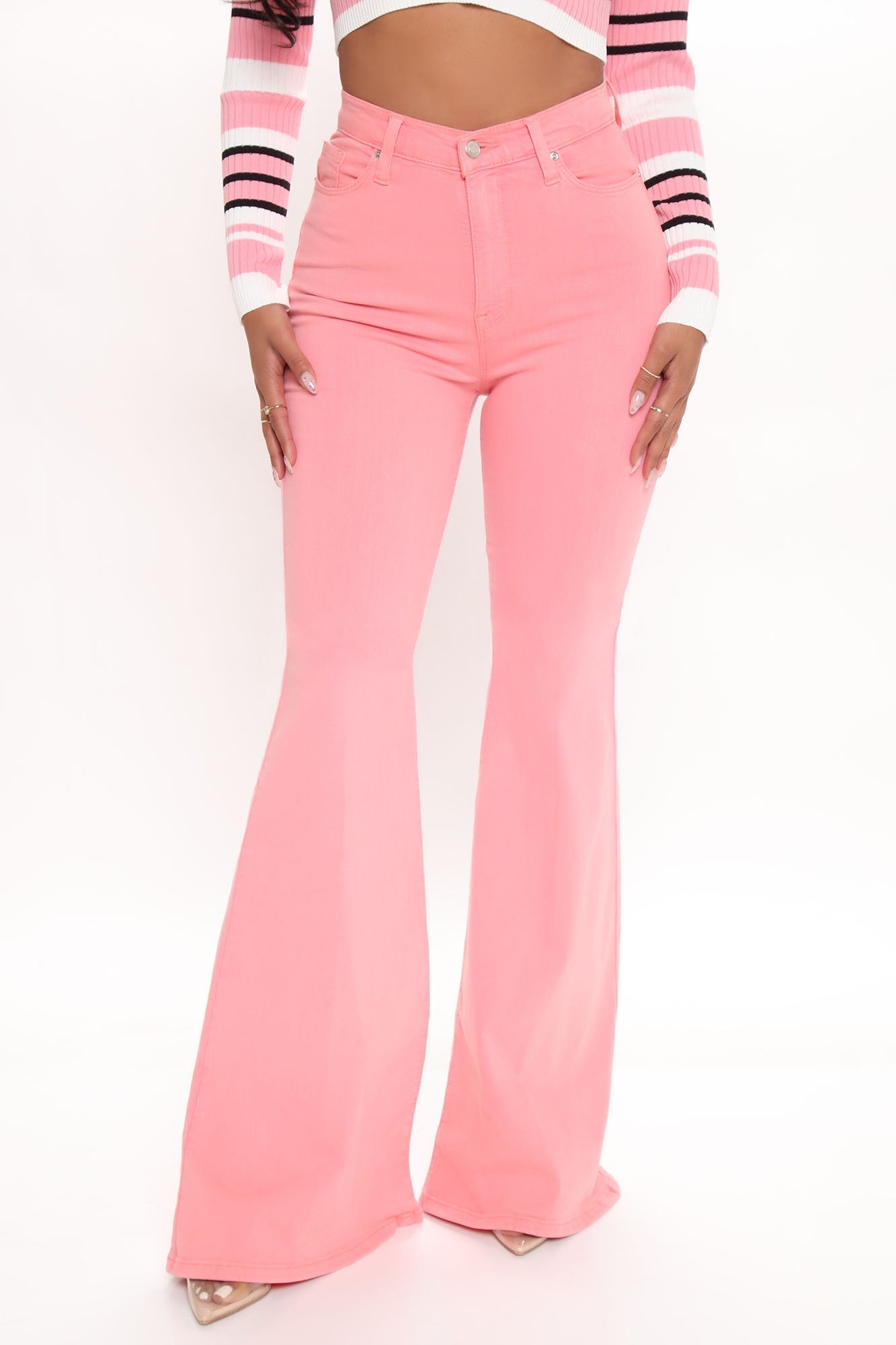 Tall Santorini Super Stretch Flare Jeans - Pink