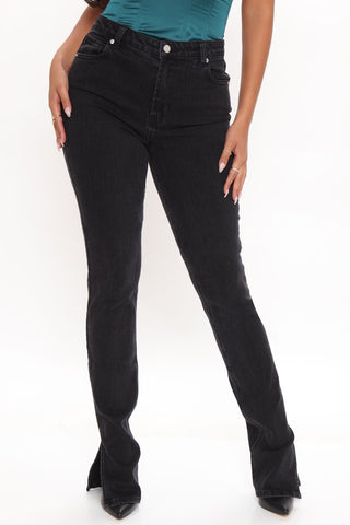 Tall Supernova Side Split Straight Leg Jeans - Black