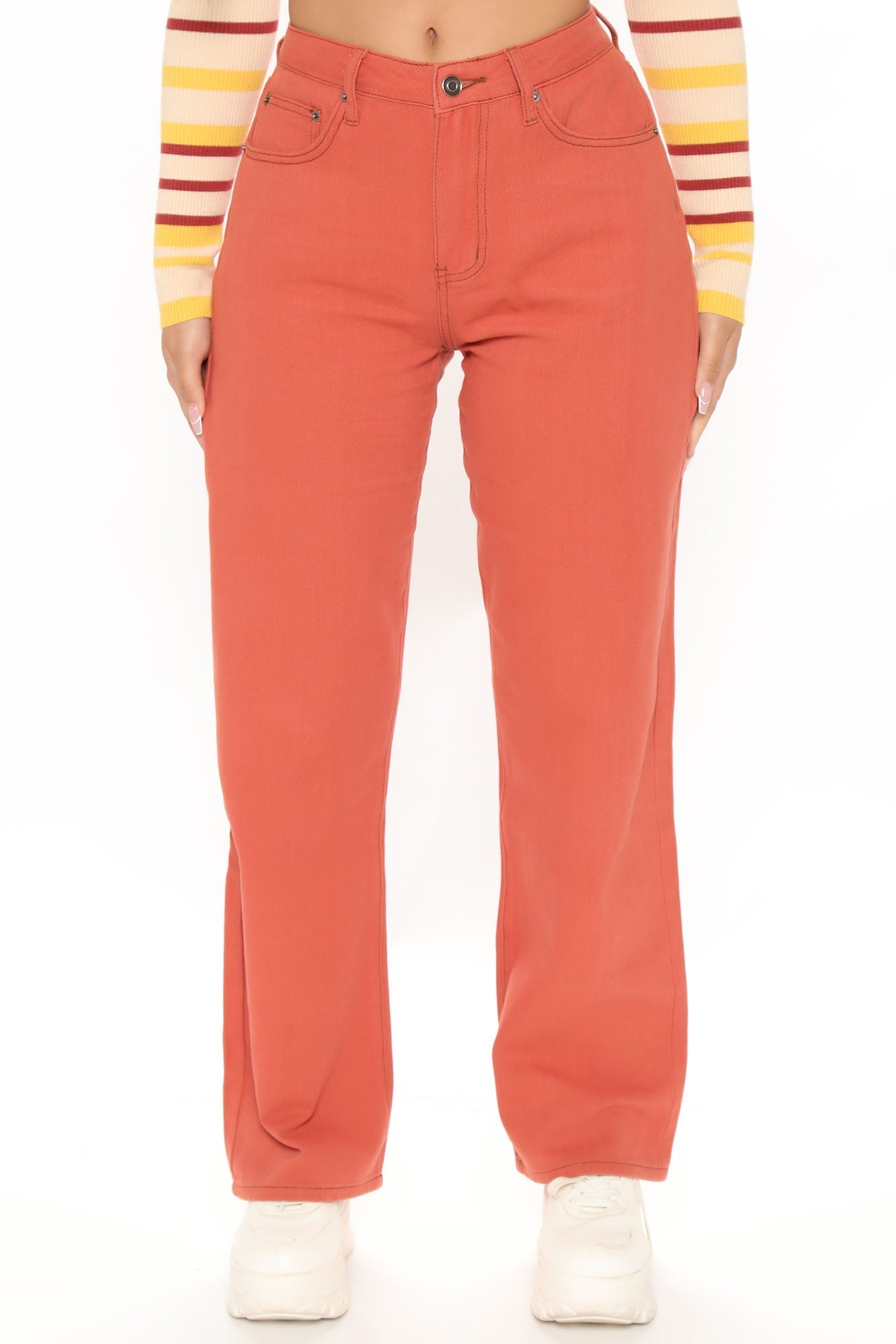 Soho Sunrise High Rise Straight Leg Jeans - Rust
