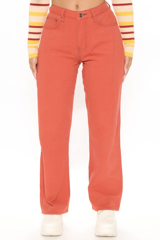 Soho Sunrise High Rise Straight Leg Jeans - Rust