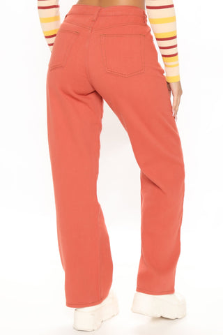 Soho Sunrise High Rise Straight Leg Jeans - Rust