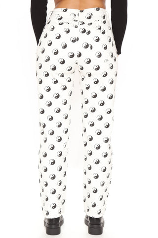 Yin Yang High Rise Straight Leg Jeans - White/combo