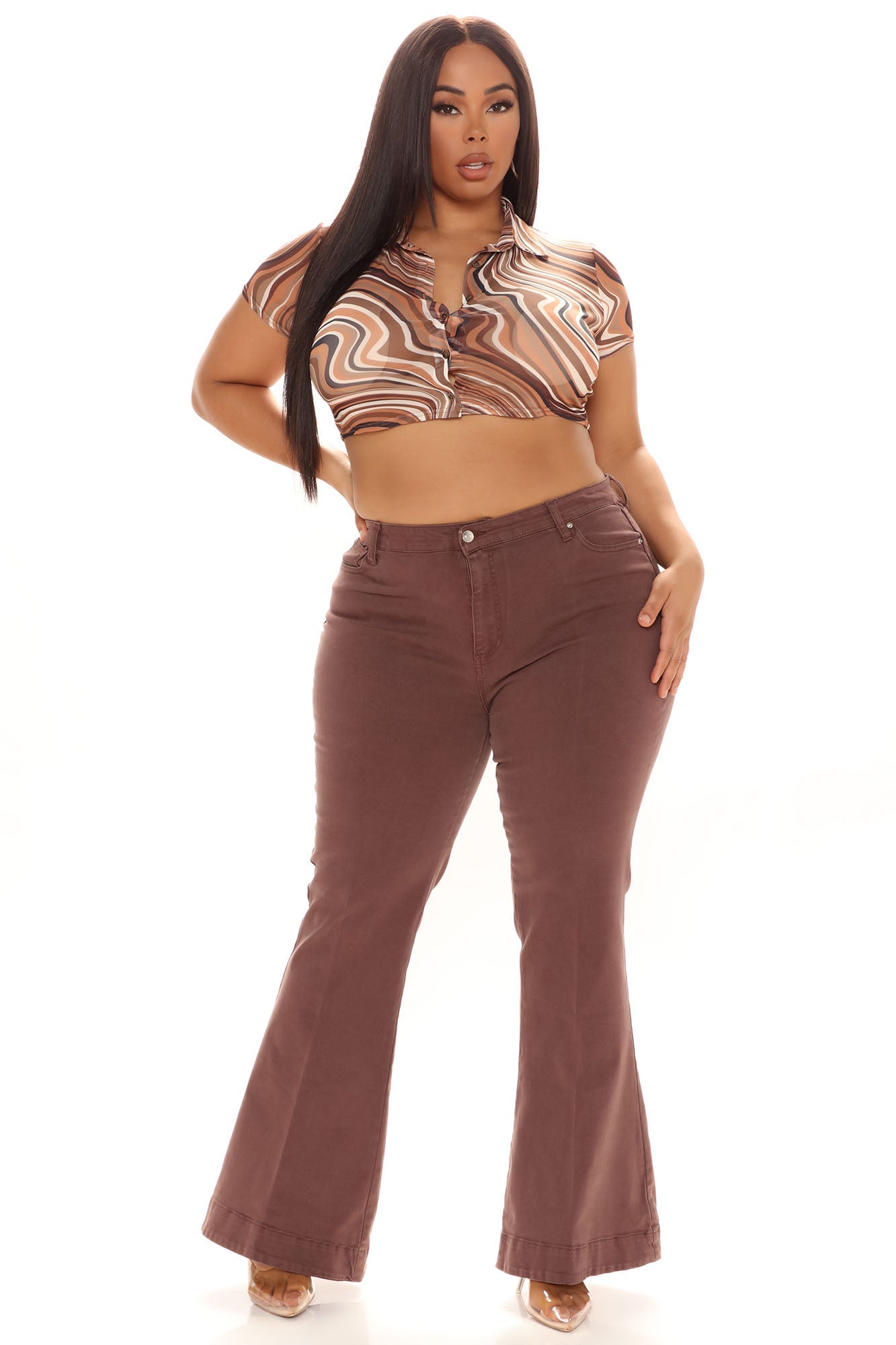 South Of France Trouser Flare Jeans - Chocolate