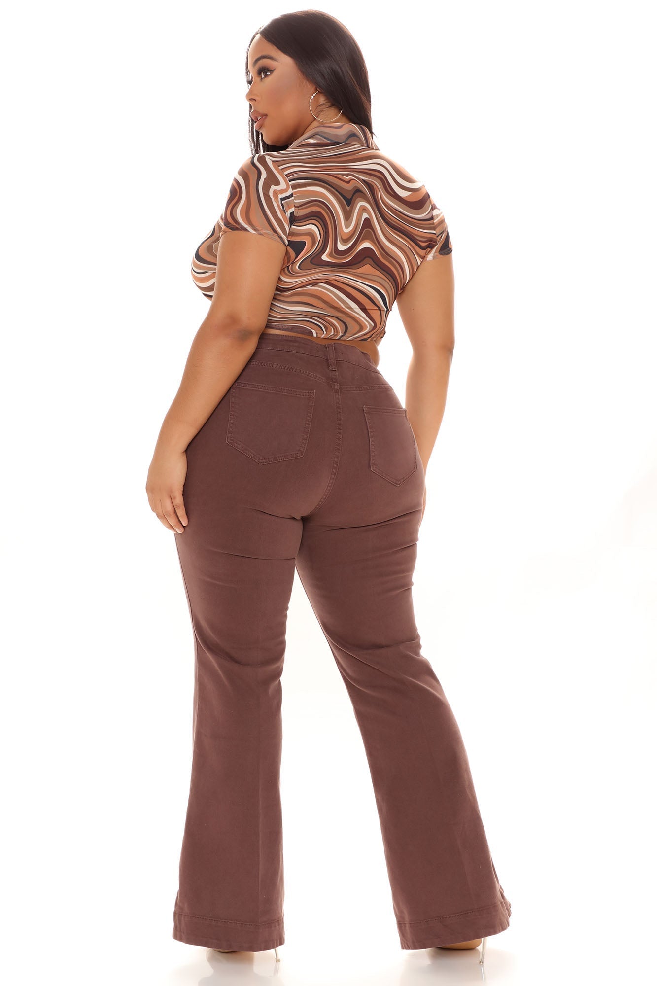 South Of France Trouser Flare Jeans - Chocolate