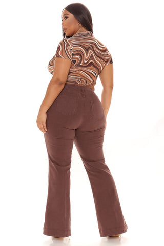 South Of France Trouser Flare Jeans - Chocolate