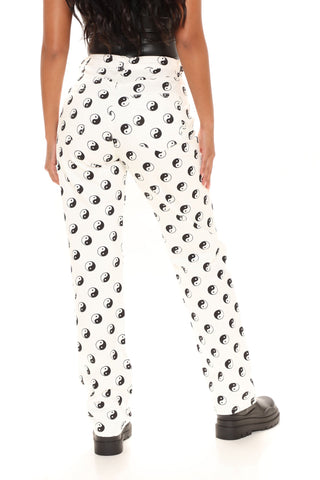 Tall Yin Yang High Rise Straight Leg Jeans - White/combo