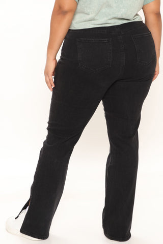 Supernova Side Split Straight Leg Jeans - Black