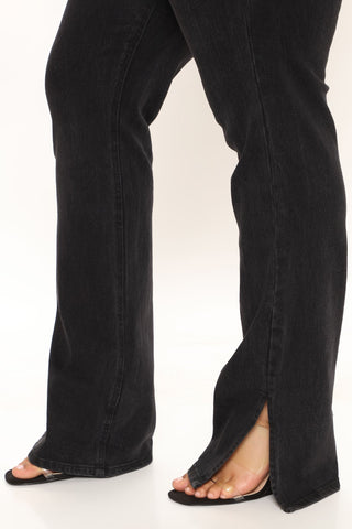 Tall Supernova Side Split Straight Leg Jeans - Black