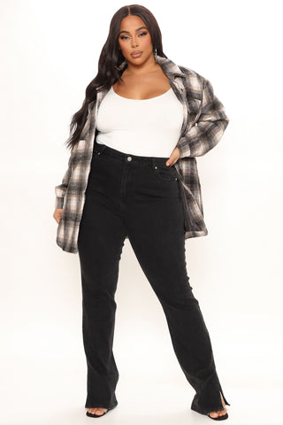 Tall Supernova Side Split Straight Leg Jeans - Black