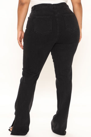 Tall Supernova Side Split Straight Leg Jeans - Black