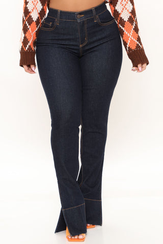 Versailles Side Split Bootcut Jeans - Rinse Blue Wash