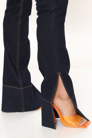 Versailles Side Split Bootcut Jeans - Rinse Blue Wash