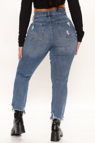 Soho Straight Ankle Jeans - Medium Blue Wash
