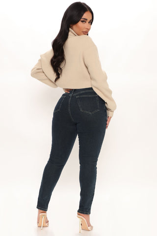 Jean skinny Sienna à coutures sur le devant et fentes à la cheville - Délavage foncé