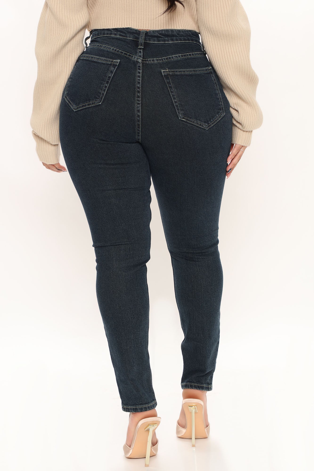 Sienna Seam Front Ankle Slit Skinny Jeans - Dark Wash