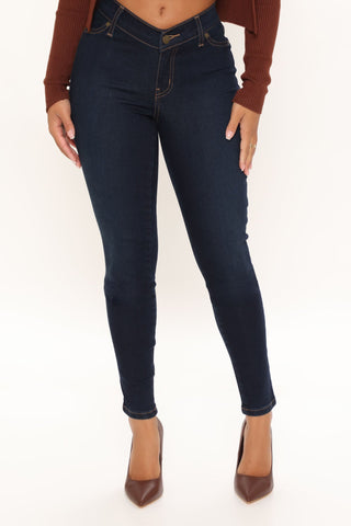V Nice To Flex Game Skinny Jeans - Dark Blue Wash
