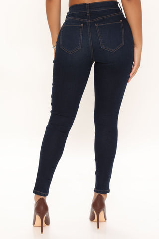V Nice To Flex Game Skinny Jeans - Dark Blue Wash