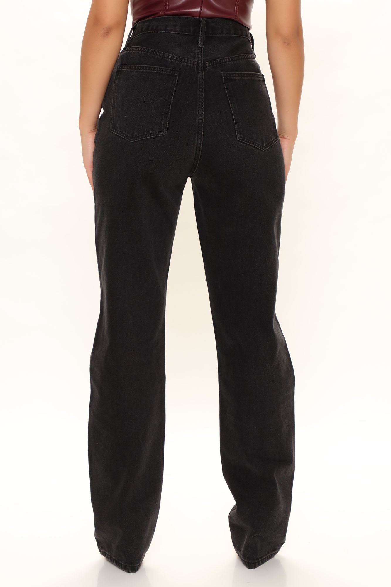 Tall Distressed Crossover Straight Leg Jeans - Black