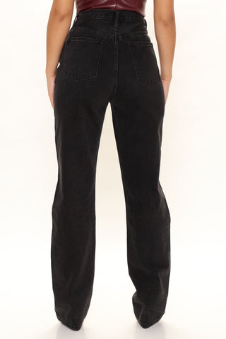Tall Distressed Crossover Straight Leg Jeans - Black