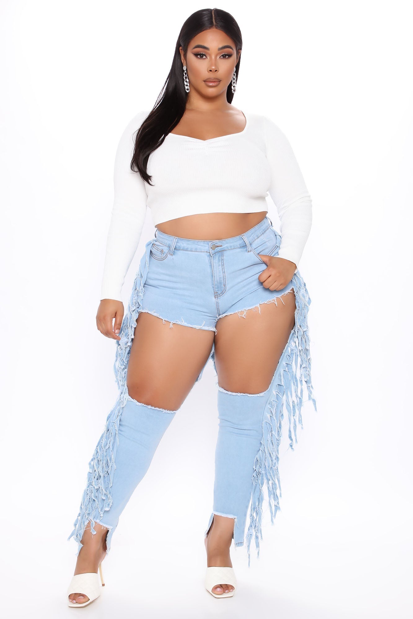 Tall Crazy Feelings Fringe Skinny Jeans - Light Blue Wash