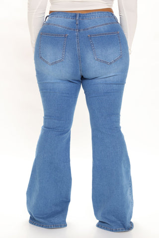 Total Flirt Mid Rise Stretch Flare Jeans - Medium Blue Wash
