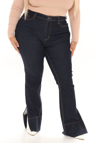 Versailles Side Split Bootcut Jeans - Rinse Blue Wash