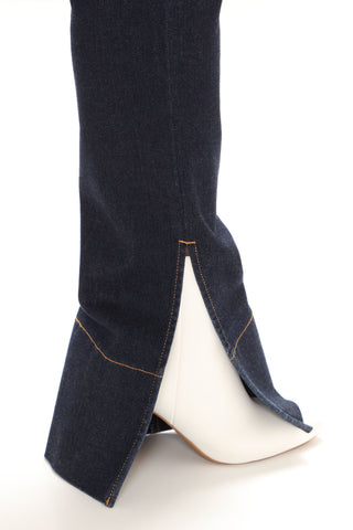 Versailles Side Split Bootcut Jeans - Rinse Blue Wash