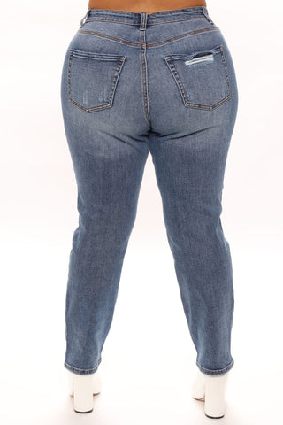 Still Got It Straight Leg Jeans - Medium Blue Wash
