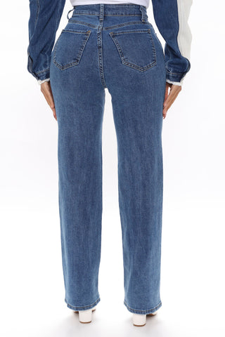 Sweet Love Straight Leg Jeans - Medium Blue Wash
