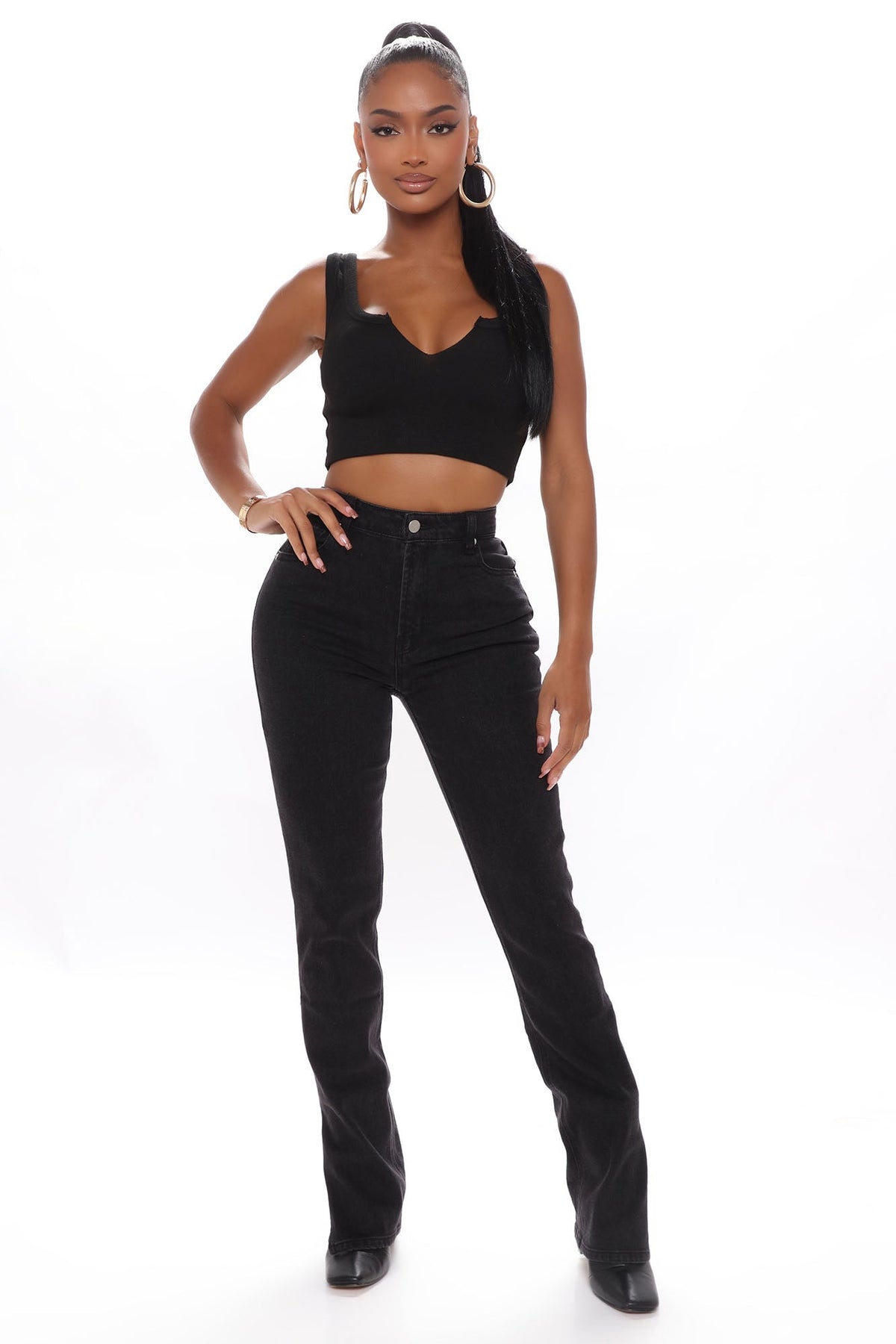 Supernova Side Split Straight Leg Jeans - Black