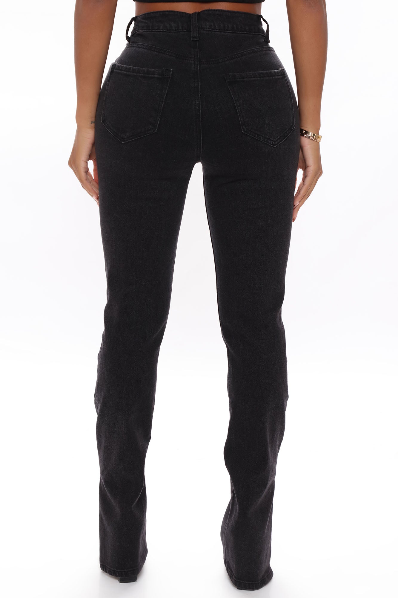 Supernova Side Split Straight Leg Jeans - Black