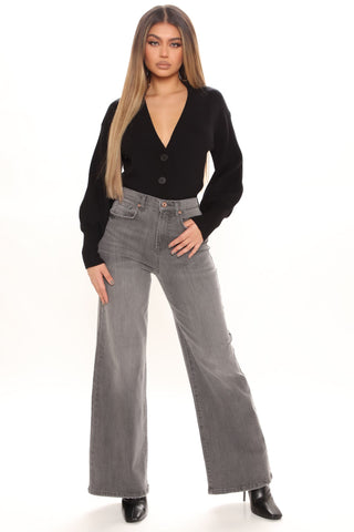 West Village Stretch Wide Leg Jeans - Grey