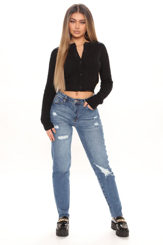 Jean boyfriend déchiré Survival of the Fittest - Délavage foncé