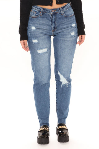 Jean boyfriend déchiré Survival of the Fittest - Délavage foncé