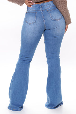 Total Flirt Mid Rise Stretch Flare Jeans - Medium Blue Wash