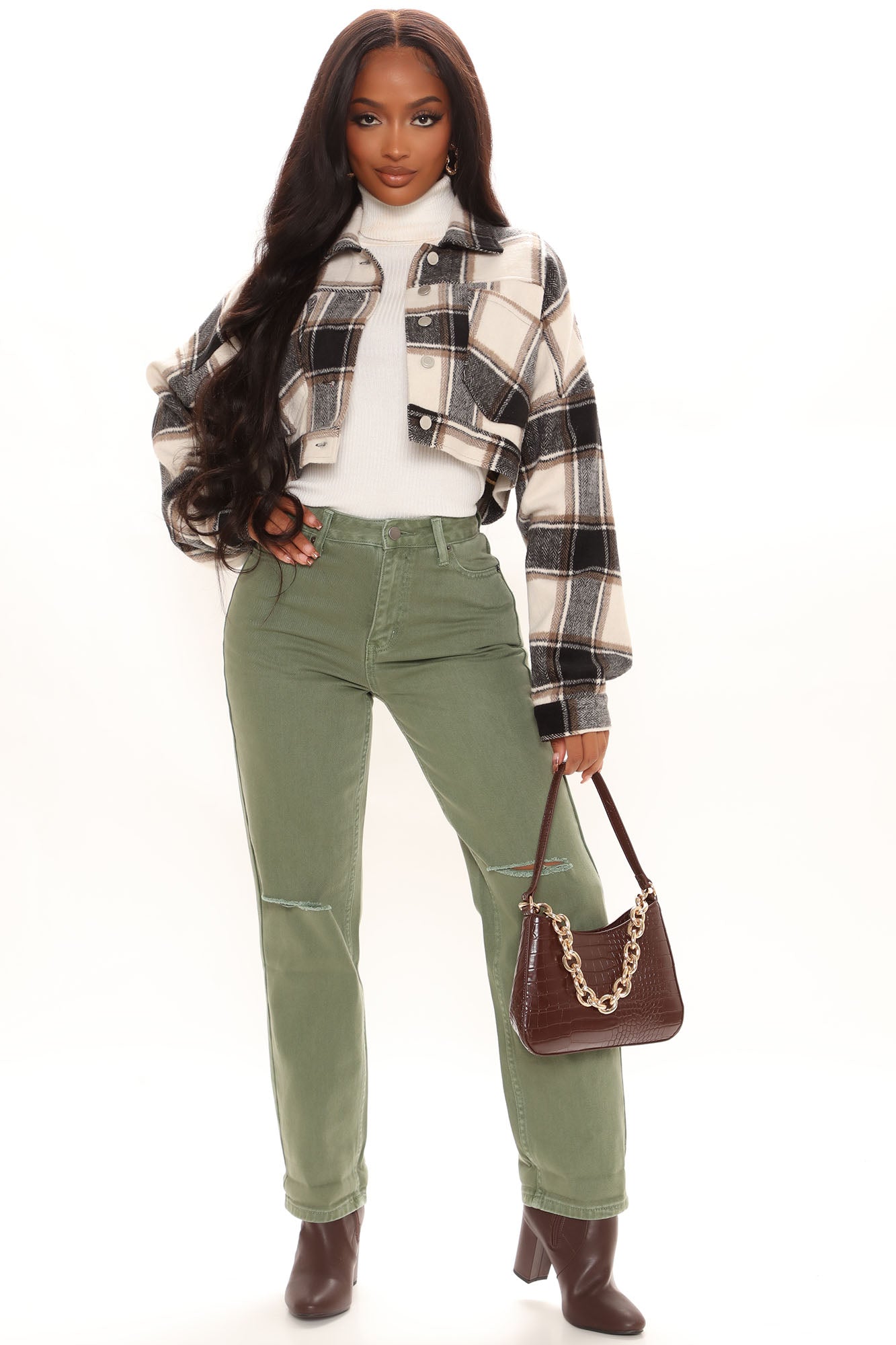 Symbol Of Victory Ripped Mom Jeans - Olive