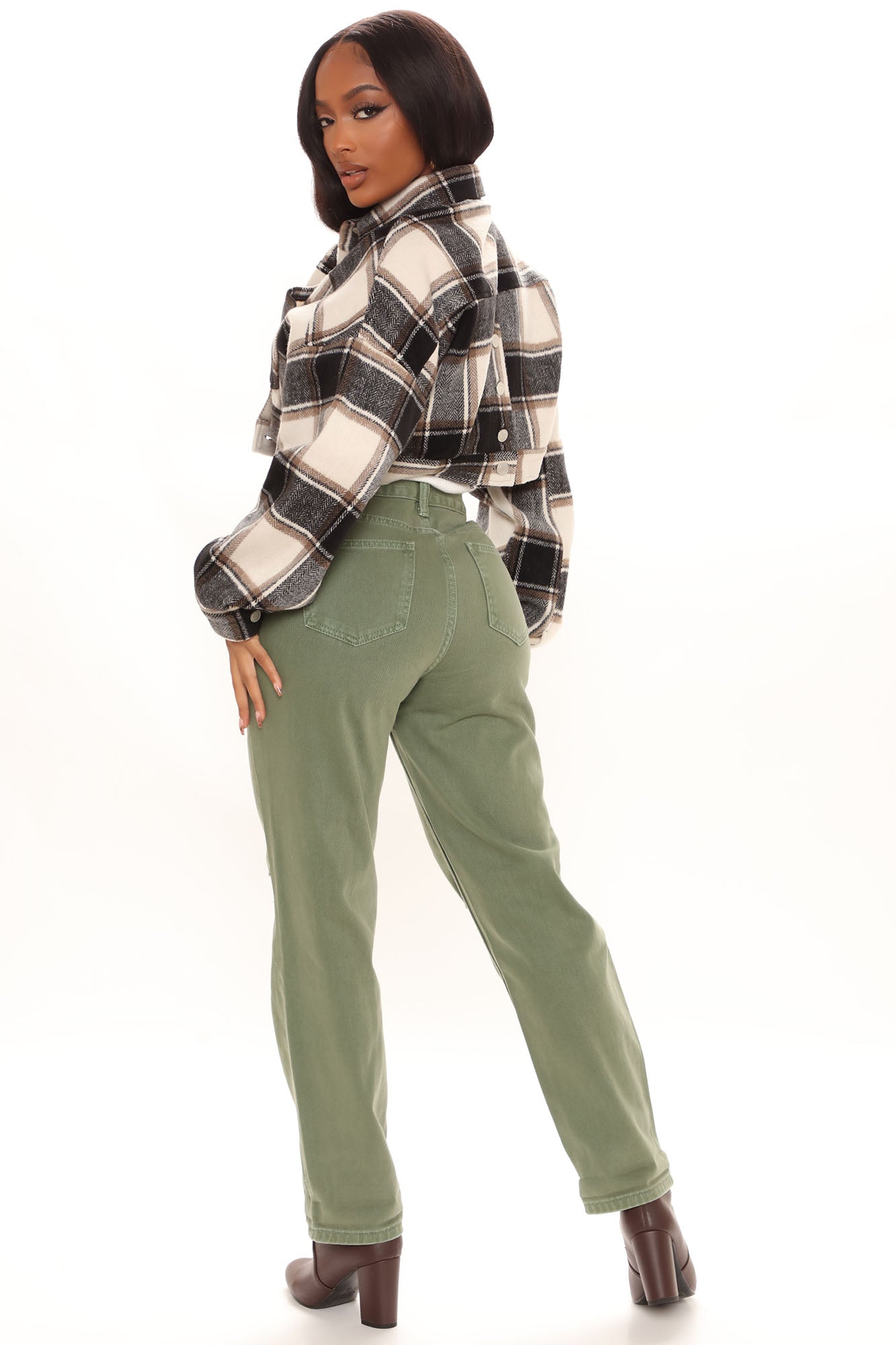 Symbol Of Victory Ripped Mom Jeans - Olive