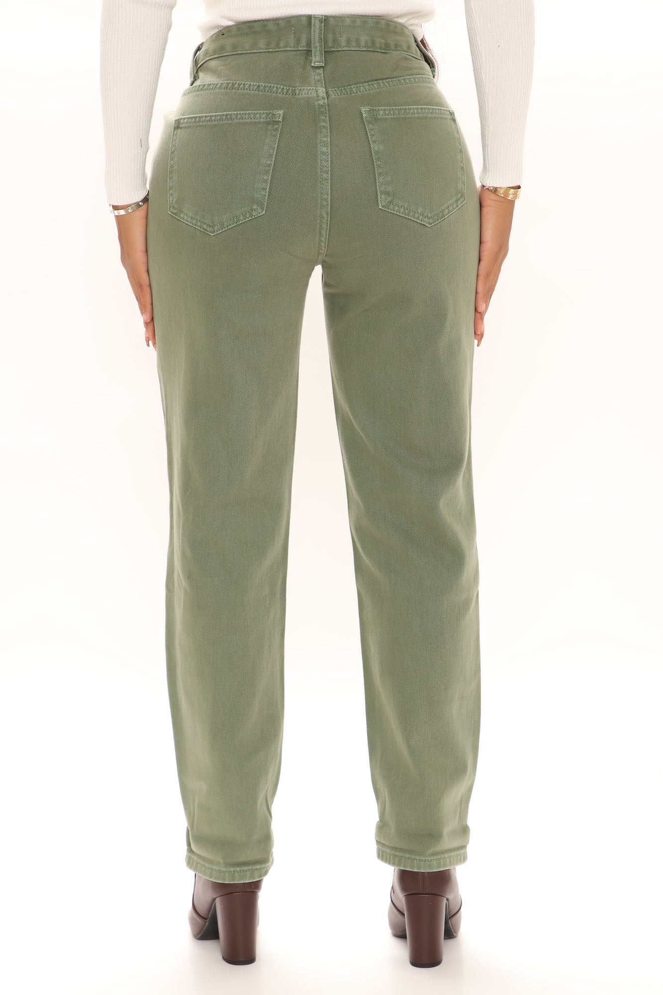 Symbol Of Victory Ripped Mom Jeans - Olive