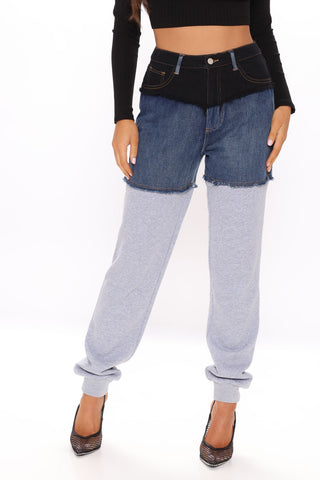 Tall Top Tier Denim Sweatpant Joggers - Blue/combo