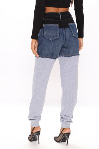 Tall Top Tier Denim Sweatpant Joggers - Blue/combo