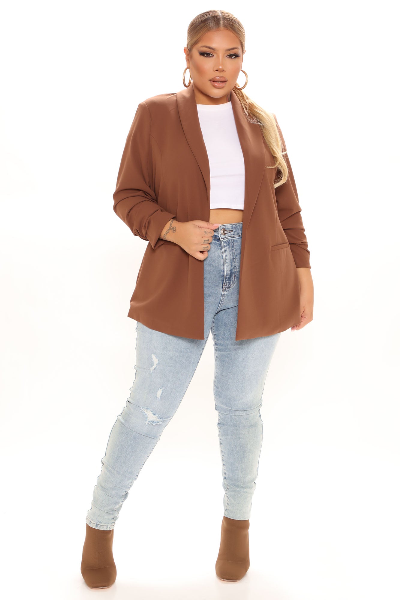 Tabitha Mid Rise Ripped Skinny Jeans - Light Blue Wash